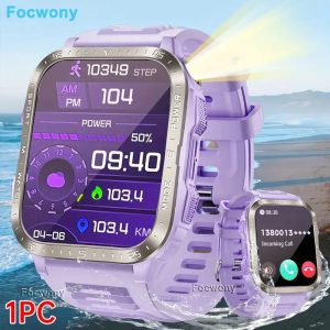 Ultra-Narrow Bezel Stylish Outdoor Smart Watch | LED Light + 3D Flowing Screen - Wireless Call with One-Touch Answering, IP68 Waterproof, Over 200 Cloud Watch Faces for Personalized Outfits And Fitness Tracking.