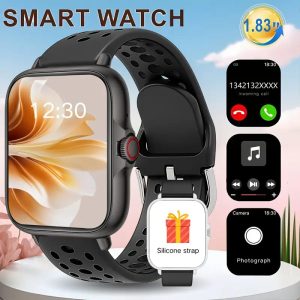 Sporty Style Watch with Flip Cover, Built-in Earphones - 2-in-1 Smartwatch, 2.01-inch Full Touch Screen, Wireless Calling - Message Notifications - Photo Control - Weather Updates - Music Playback - Dial Switching, Outdoor Fitness Watch - Multiple Sports
