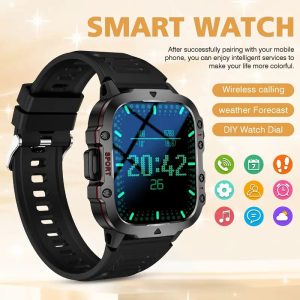 Sports Extra Large Screen GPS Smart Watch, 2.01-inch Outdoor Multifunctional, LED Flashlight, Compass, Barometer, High Quality, HD Wireless Calling, Message Synchronization Reminder, Health Monitoring, Sleep Monitoring, 100+ Sports Modes, Video DIY, Voice