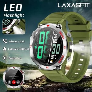 1.57-Inch High-Resolution Full Touch Screen Smartwatch, Zinc Alloy Case And Metal Strap, Equipped with Flashlight, Pedometer, Calorie, Distance, Sleep Monitoring, Exercise Mode, Call Reminder, Wireless 5.3, Social Sharing, Answering And Dialing, Changing