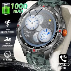 2025 new outdoor smartwatch, high-definition full touch screen, 1000mAh battery, equipped with 2 different watch straps, wireless calling, information prompts, sports data recording, with flashlight, 100+sports modes, the best gift for people, Sports
