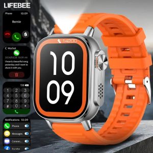 LIGE Men'S Smart Watch, 1.43-inch AMOLED Display, 100+ Sports Modes, GPS, Compass, Weather Forecast, LED Flashlight, Wireless 5.3, USB Charging, IPX8, for iPhone and Android