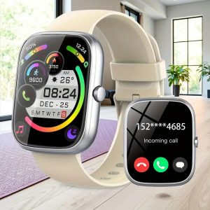 [1.47-Inch Smartwatch] 1pc 1.47-Inch Smartwatch, Minimalist Design, 3D Curved TFT Screen, 90% Screen-To-Body Ratio, 100+ Sports Mode, Wireless 5.3, Silicone Strap, Lithium Battery Polymer 190 Mah, Magnetic Charging, Rechargeable Battery, with Alarm Clock,