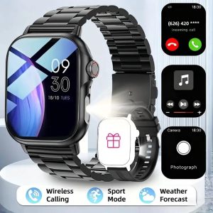 CIBERER Smartwatch Fitness Tracker: 5ATM High Quality, GPS Compass, LED Flashlight, Barometric Altimeter, Wireless Calls, Wireless, 1.39"e; Hd Display, Built-in Sensors for Women'S Health Management, Black, Fitness Tracking Watch, Sleek Digital Watch, Robus