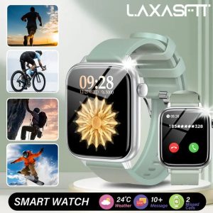 1.81 Inch New Smartwatch with GPS and Call Function Compatible with Android and iPhone Fitness Tracker Sleep Monitor Steps Calories Call Message Alert sports data logging 100+ Sport Modes Flashlight Function Pedometer 3ATM waterproof, Smartwatch with Earb