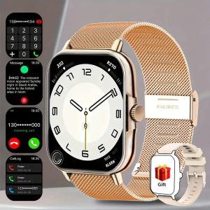 [Elegant Smart Watch] 1pc Coiusor Smart Watch | Elegant Golden-Tone Stainless Steel, 2.01&quote; HD Display, Wireless Calls, USB Rechargeable, Wireless 5.2, Sports Modes, Pedometer, Message Notifications, Compatible with iPhone/Android for Men & Women