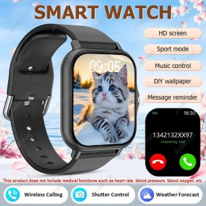 [Holiday Gift] Lonzerei New Fashion 2.01-Inch HD Wireless Call Smart Watch Men&apos;s Multi-Sport Fitness Band Long Battery Flashlight Outdoor Sports Watch Voice Assistant High Quality Smart Watch Cycling Timer + Holiday Gift