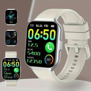 1.52-Inch Full Touch Screen Display, 350mAh Large Capacity Lithium Battery, with Messaging, Answering Phones, 100+ Sports Modes, Pedometer, Information Reminders, Suitable for Iphone/Android Phones, Smart Watches, Women/Men Fitness Watches, Outdoor Watche