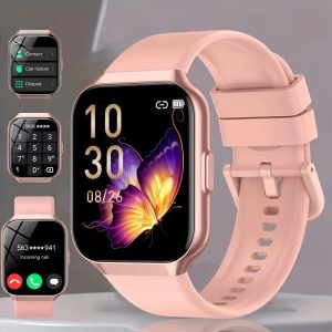 New fashionable sports smartwatch, 1.85-inch high-definition screen, built-in LED flashlight, IP68, supports wireless calling, message reminder, 100+sports mode, pedometer, with iPhone/Android devices, perfect gift